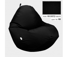 Бескаркасное кресло мешок груша Овал Coolki XL 85x105 Черный (Оксфорд 600D PU)
