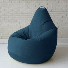 Бескаркасное кресло мешок груша с внутренним чехлом Coolki Велюр Темно-синий XL105x85 Запоріжжя