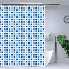Штора для ванной из полиэтилена Zerix SCP-004-180x180 (Узор "Сине-голубая плитка") (ZX5003) Рівне