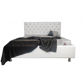 Кровать BNB Arizona Comfort 90 х 190 см Стразы С подъемным механизмом и нишей для белья Экокожа Белый