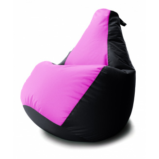 Кресло мешок Груша Coolki комби L 65x85 Черный с Розовым 11 Оксфорд 600D