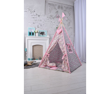 Детская палатка набор Wigwamhome Вигвам с Единорогами с ковриком подушкой 110х110х180 см Розовая (N-001Wig)