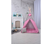 Вигвам для девочки со звёздачками детская палатка Wigwamhome 110*110*180 см Розовый (N-005-1601)