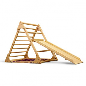 Треугольник Пиклера Sportbaby для раннего развития с сеткой лакированный высота 80 см и горка 100 см