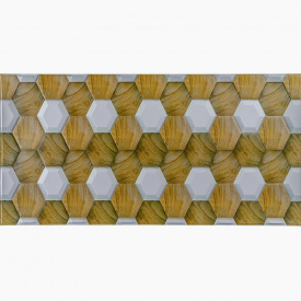 Декоративная ПВХ панель под желто-белые соты 960х480х4мм SW-00001790 Sticker Wall