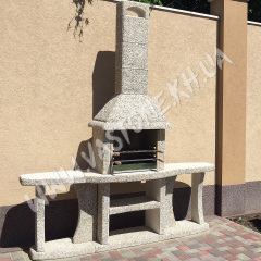 Камин барбекю Каир с двумя столами Мрамор кремовый Полтава