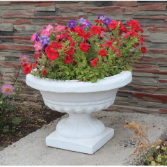 Вазон садовый для цветов Чаша на ножке бетонный Гранит красный Полтава