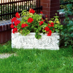 Вазон садовый для цветов Прямоугольный бетонный Серебряный Полтава