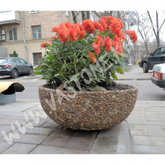 Вазон садовый уличный Чаша бетонный Галька коричневая Бориспіль