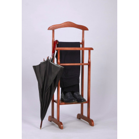 Напольная вешалка деревянная Сигма двойная стойка для одежды плечики в цвете светлый-орех