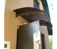 Металический сборный навес (козырек) над дверью Dash'Ok 1.5x1 м Style, медь антик, сот 6 мм, прозр