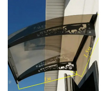 Металический сборный навес (козырек) над дверью Dash'Ok 1.5x1 м Fauna, тем-серый, мон 4 мм, прозр