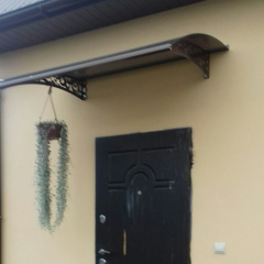 Металический сборный навес (козырек) над дверью Dash'Ok 1.5x1 м Style, тем-серый, мон 4 мм, бронза Березно