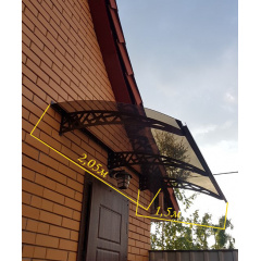 Металический сборный навес (козырек) над дверью Dash'Ok 2.05x1.5 м Hi-tech, тем-серый, мон 3 мм, бронза Полтава