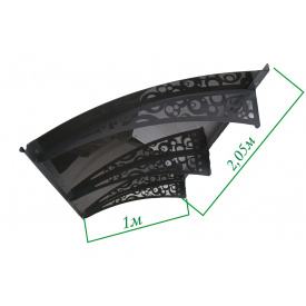 Металический сборный навес (козырек) над дверью Dash'Ok 2.05x1 м Style, тем-серый, мон 3 мм, прозр
