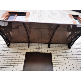 Металический сборный навес (козырек) над дверью Dash'Ok 4,05x1.5 м Style, тем-серый, сот 6 мм, бронза