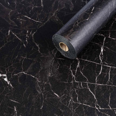 Напольное виниловое самоклеющееся покрытие в рулоне Черный мрамор 3000х600х1,5мм SW-00001821 Sticker Wall Чугуев