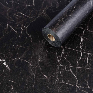 Напольное виниловое самоклеющееся покрытие в рулоне Черный мрамор 3000х600х1,5мм SW-00001821 Sticker Wall