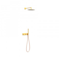 Душовий комплект на 2 споживачі з ручним душем та термостатом Tres B-System, золото матовое (30735 Михайлівка