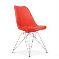 Красный стул Тауэр-С пластиковое сидение с мягкой подушкой на металлических ножках