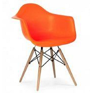 Обеденное кресло Тауэр Вуд пластик оранжевый ножки дерево бук