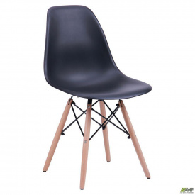 Пластиковый стул Тауэр Вуд черный деревянные ножки Лофт