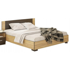 Двуспальная кровать Вероника МС 140х200 см дсп светлое дуб-самоа+венге с ламелями
