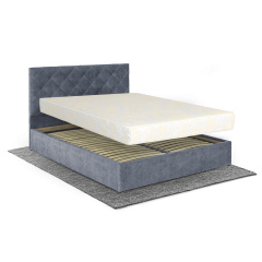 Ліжко з матрацом Барвінок 160х200 (Сірий, велюр, підйомний механізм, ніша) IMI Долина