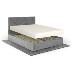 Ліжко з матрацом Петунія 160х200 (Світло-сірий, велюр, підйомний механізм, ніша) IMI Кропивницький