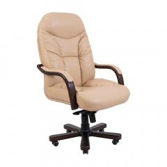 Офисное кресло руководителя Richman Maximus Wood Lux M2 AnyFix Натуральная Кожа Lux Италия Бежевый Кропивницький