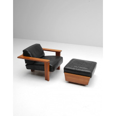 Набор мягкое деревянное кресло и пуф JecksonLoft ГорДон 0191 Тернопіль