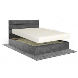 Ліжко з матрацом Лілія 160х200 (Темно-сірий, велюр, підйомний механізм, ніша) IMI