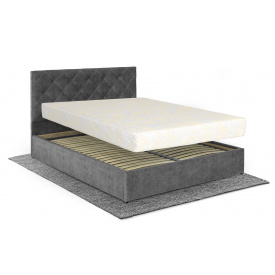 Ліжко з матрацом Барвінок 160х200 (Темно-сірий, велюр, підйомний механізм, ніша) IMI