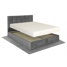 Ліжко з матрацом Лотос 160х200 (Темно-сірий, велюр, без підйомного механізму) IMI