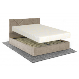 Ліжко з матрацом Цинія 160х200 (Кремовий, велюр, підйомний механізм, ніша) IMI