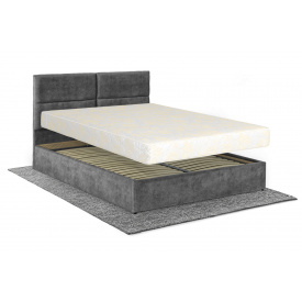 Ліжко з матрацом Орхідея 160х200 (Темно-сірий, велюр, підйомний механізм, ніша) IMI