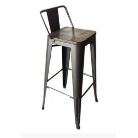 Барный стул высокий Толикс-Back-W металлический матовый сидение-деревянное
