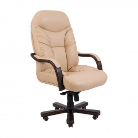 Офисное кресло руководителя Richman Maximus Wood Lux M2 AnyFix Натуральная Кожа Lux Италия Бежевый
