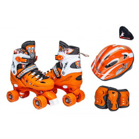 Раздвижные ролики квады 29-33 с комплектом защиты и шлемом Scale Sport Оранжевый