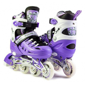 Детские раздвижные ролики 29-33 с комплектом защиты и шлемом Scale Sports Фиолетовый