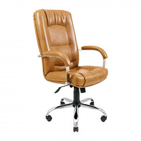 Офисное кресло руководителя Richman Alberto VIP Хром M3 MultiBlock Натуральная Кожа Lux Италия Бежевый