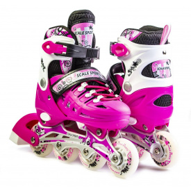 Детские раздвижные ролики 29-33 с комплектом защиты и шлемом Scale Sports Розовый