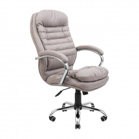 Офисное кресло руководителя Richman Valencia VIP Хром M3 MultiBlock Натуральная Кожа Lux Италия Серый