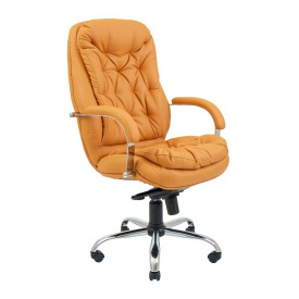 Офисное кресло руководителя Richman Venice VIP Хром M1 Tilt Натуральная Кожа Lux Италия Светло-коричневый
