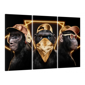 Модульная картина Декор Карпаты в гостиную / спальню для интерьера Три мудрые обезьяны в золоте 60x100 см MK30214_А