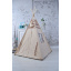 Детская Палатка домик бежевая с мягким ковриком и подушкой Wigwamhome 110х110х180 см Подвеска месяц Линовица