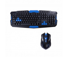 Комплект бездротова клавіатура для гри та миша UKC HK8100 Чорний з синім (RI0714)