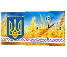 Настінний годинник на полотні Декор Карпати UA-1 Українська символіка (khAn19895)
