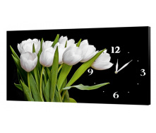Настінний годинник ProfART на полотні 30 x 53 см Білі тюльпани (c246_S)