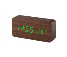 Настільний годинник ART-862 від мережі та батарейки годинник-будильник дата температура 16х8х5 см VST Коричневий-Зелений